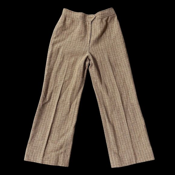 Vintage Womens Pants Tan Brown Houndstooth The Villager USA Union Made Retro - Picture 2 of 9